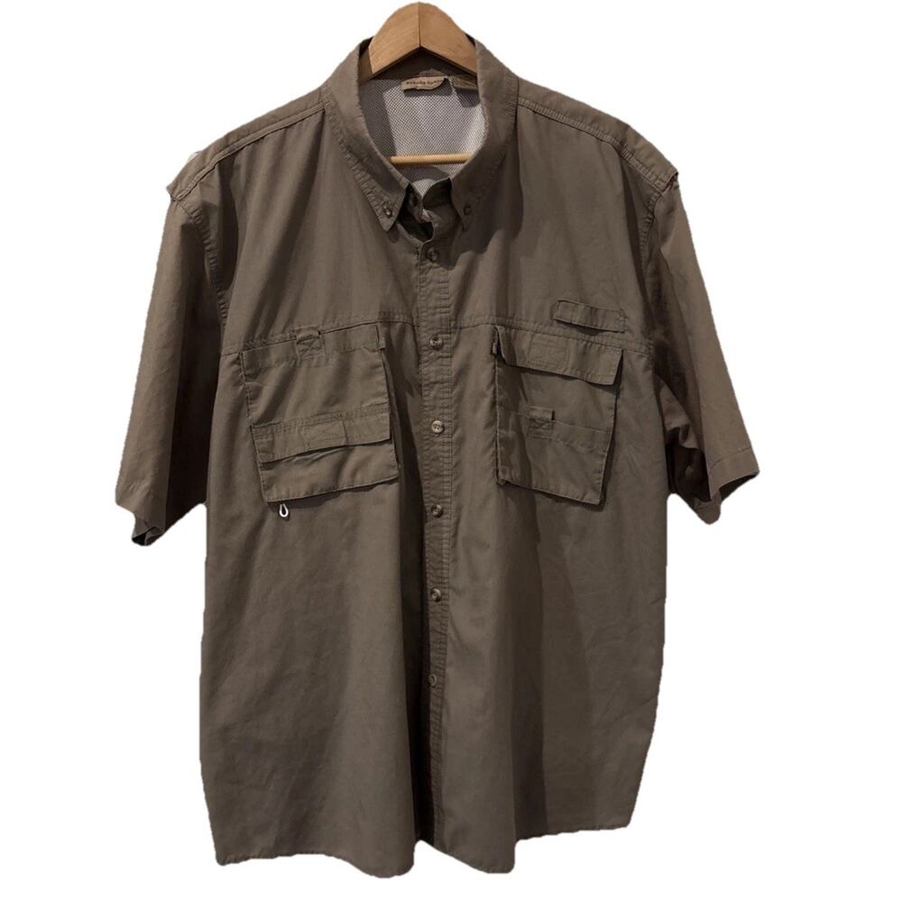 Rugged Earth Outfitters Fishing Sahirt XXL Cotton Beige Pockets Vented